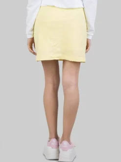 GONNA MINI GIALLA IN TESSUTO ELASTICIZZATO JACQUARD CON COULISSE IN VITA