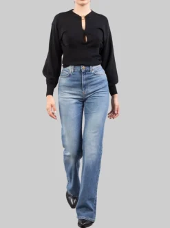 JEANS A VITA ALTA CON FONDO SVASATO LEGGERMENTE ELASTICIZZATI