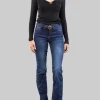 JEANS FLARE SLIM FIT IN TESSUTO ELASTICIZZATO CON CINTURA LOVE BIRDS