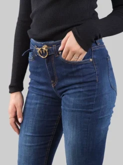 JEANS FLARE SLIM FIT IN TESSUTO ELASTICIZZATO CON CINTURA LOVE BIRDS
