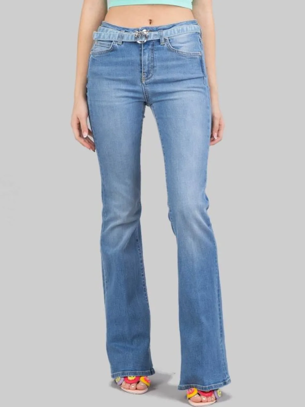 JEANS FLORA IN DENIM ELASTICIZZATO CON CINTURA