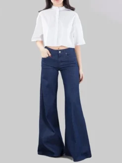 JEANS MARLEN IN COTONE ELASTICIZZATO WIDE LEG