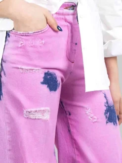 JEANS MIRANDA IN DENIM LAVATO ROSA CON ROTTURE