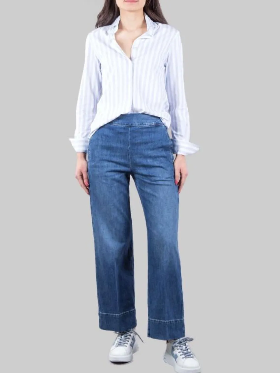 JEANS RELAXED IN COTONE ELASTICIZZATO CON ELASTICO IN VITA