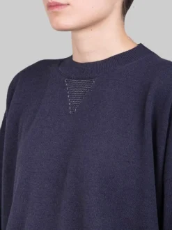 MAGLIA CORTA GIROCOLLO BLU IN FILATI NATURALI CON PUNTI LUCE