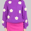 MAGLIONE VIOLA A GIROCOLLO DANYA CON MARGHERITE