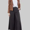 MAXI PANTALONI ELLE IN COTONE ELASTICIZZATO NERO CON GAMBE AMPIE