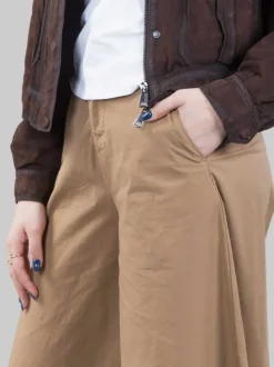 MAXI PANTALONI ELLE IN COTONE ELASTICIZZATO SABBIA CON GAMBE AMPIE
