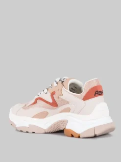 MAXI SNEAKER ADDICT IN PELLE E TELA NUDE E MARRONE ARAGON