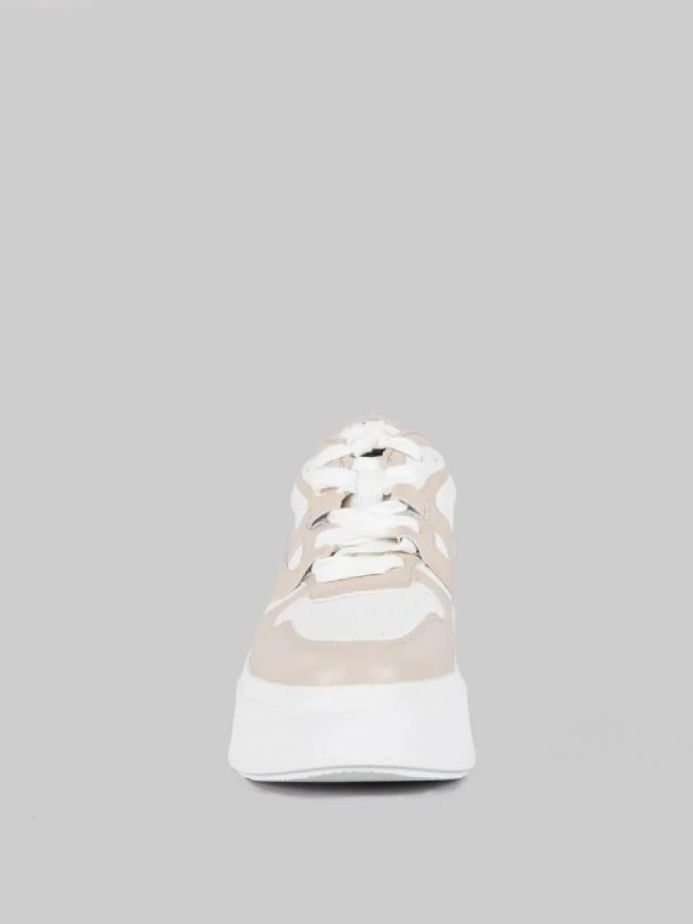MAXI SNEAKER MATCH IN PELLE BICOLORE BIANCA E BEIGE
