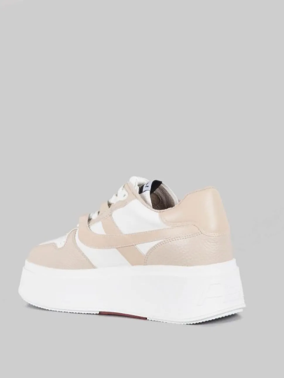 MAXI SNEAKER MATCH IN PELLE BICOLORE BIANCA E BEIGE