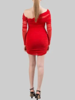 MINI ABITO ROSSO IN TULLE ELASTICIZZATO