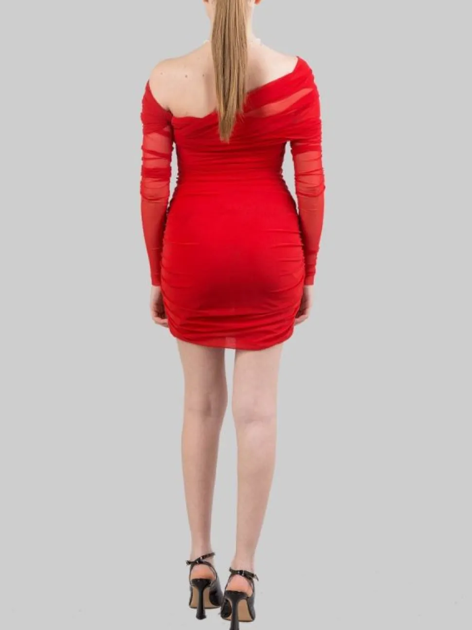 MINI ABITO ROSSO IN TULLE ELASTICIZZATO