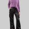 PANTALONI CARGO IN RASO ELASTICIZZATO NERO