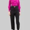 PANTALONI CARGO NERI IN TESSUTO ELASTICIZZATO CON CINTURA LOVE BIRDS