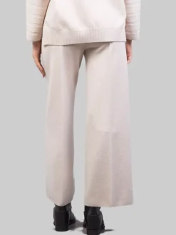 PANTALONI CROPPED IN LANA ELASTICIZZATI GESSO
