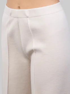 PANTALONI CROPPED IN LANA ELASTICIZZATI GESSO