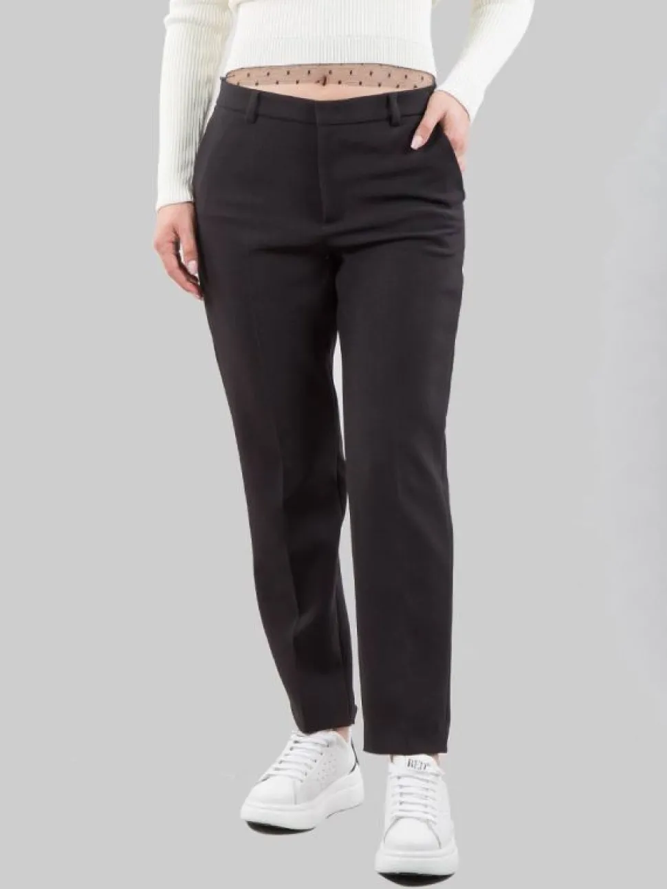 PANTALONI CROPPED NERI IN CADY TECNICO ELASTICIZZATO