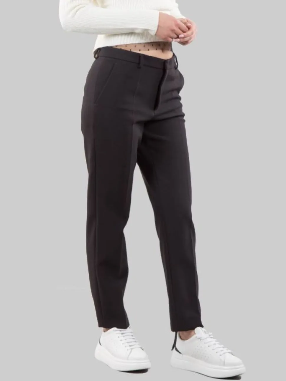 PANTALONI CROPPED NERI IN CADY TECNICO ELASTICIZZATO