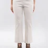 PANTALONI FLARE A FANTASIA JACQUARD CREMA E BIANCO