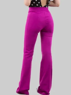 PANTALONI FLARE HULKA IN TESSUTO ELASTICIZZATO VIOLA