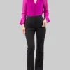 PANTALONI FLARE HULKA NERI IN TESSUTO ELASTICIZZATO