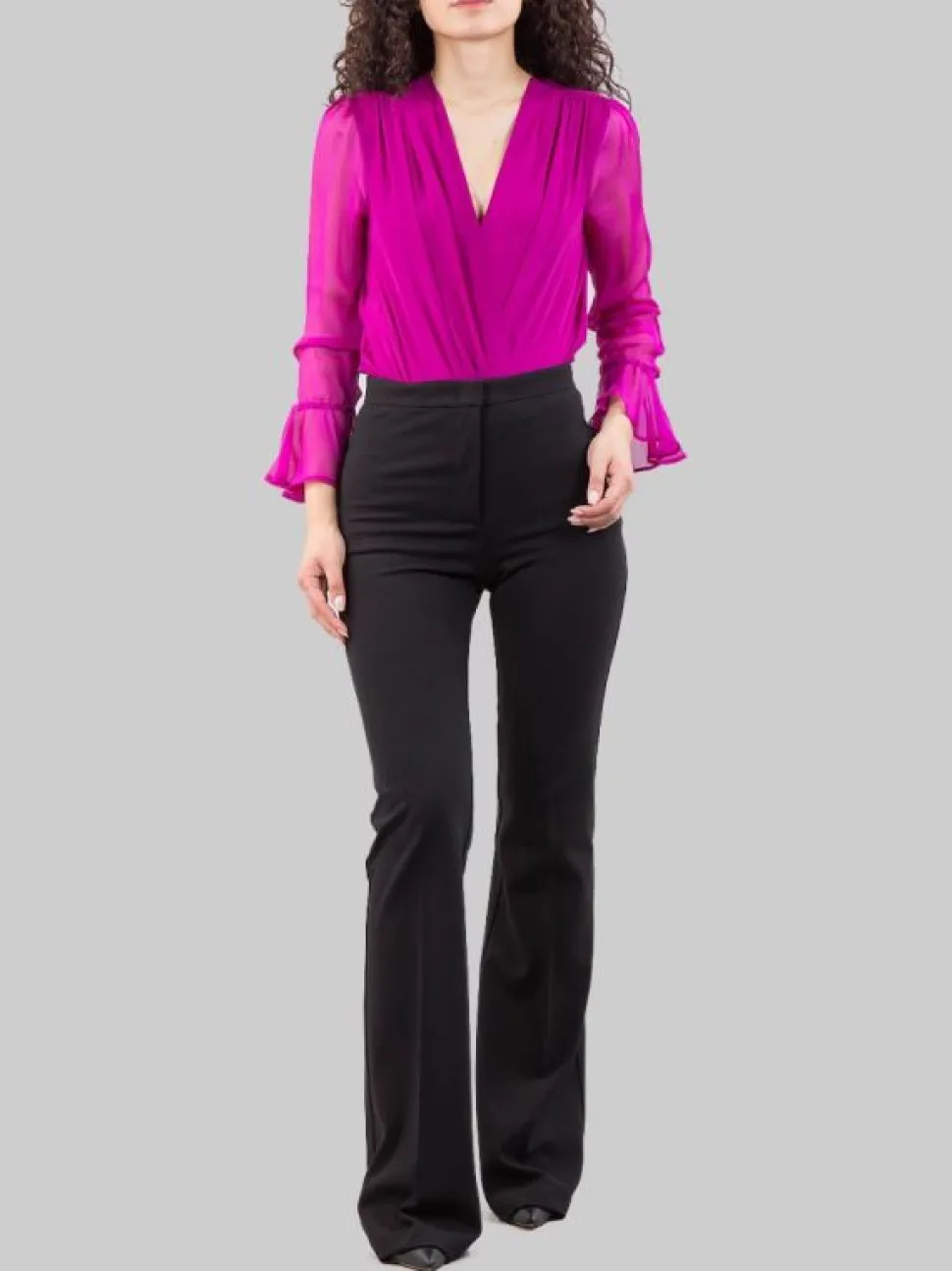 PANTALONI FLARE HULKA NERI IN TESSUTO ELASTICIZZATO