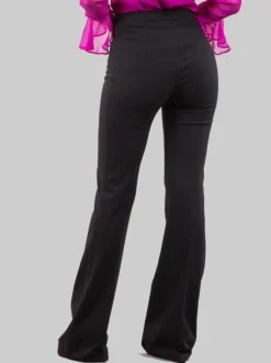 PANTALONI FLARE HULKA NERI IN TESSUTO ELASTICIZZATO