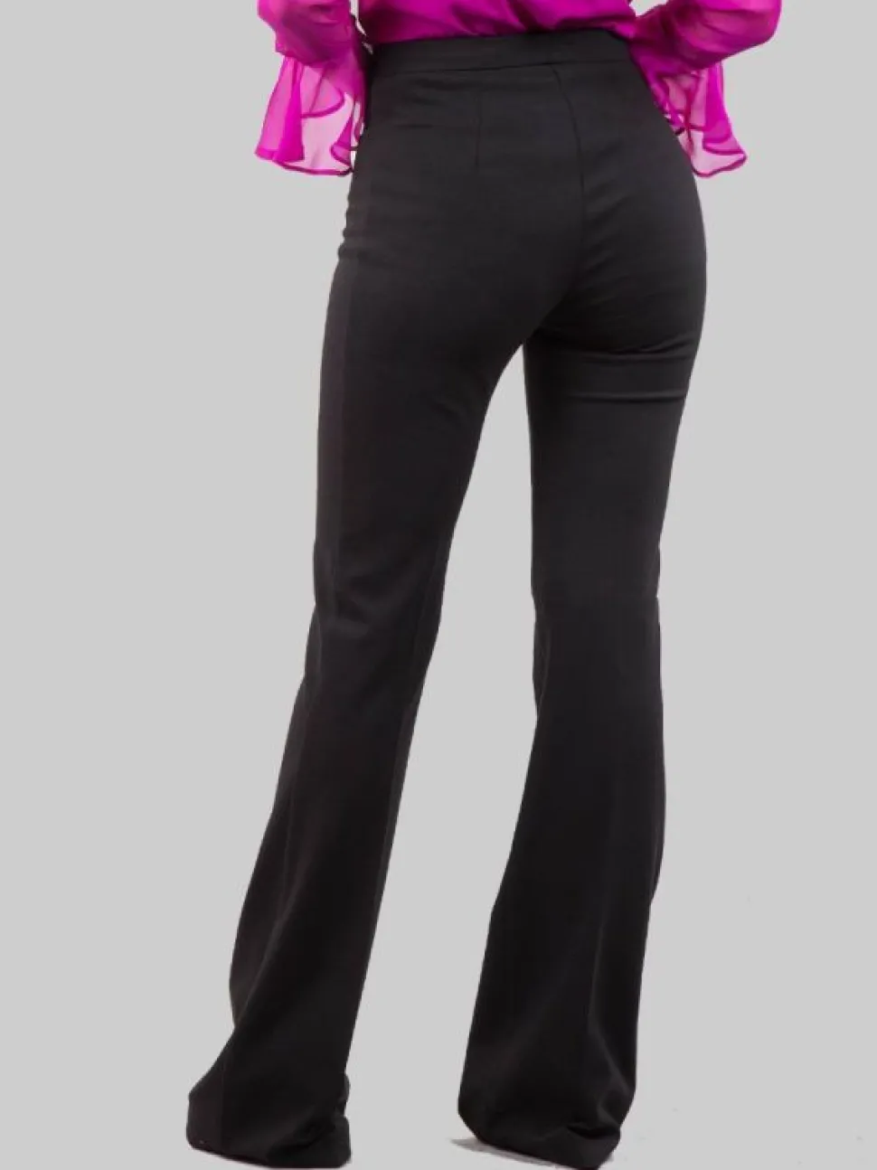 PANTALONI FLARE HULKA NERI IN TESSUTO ELASTICIZZATO