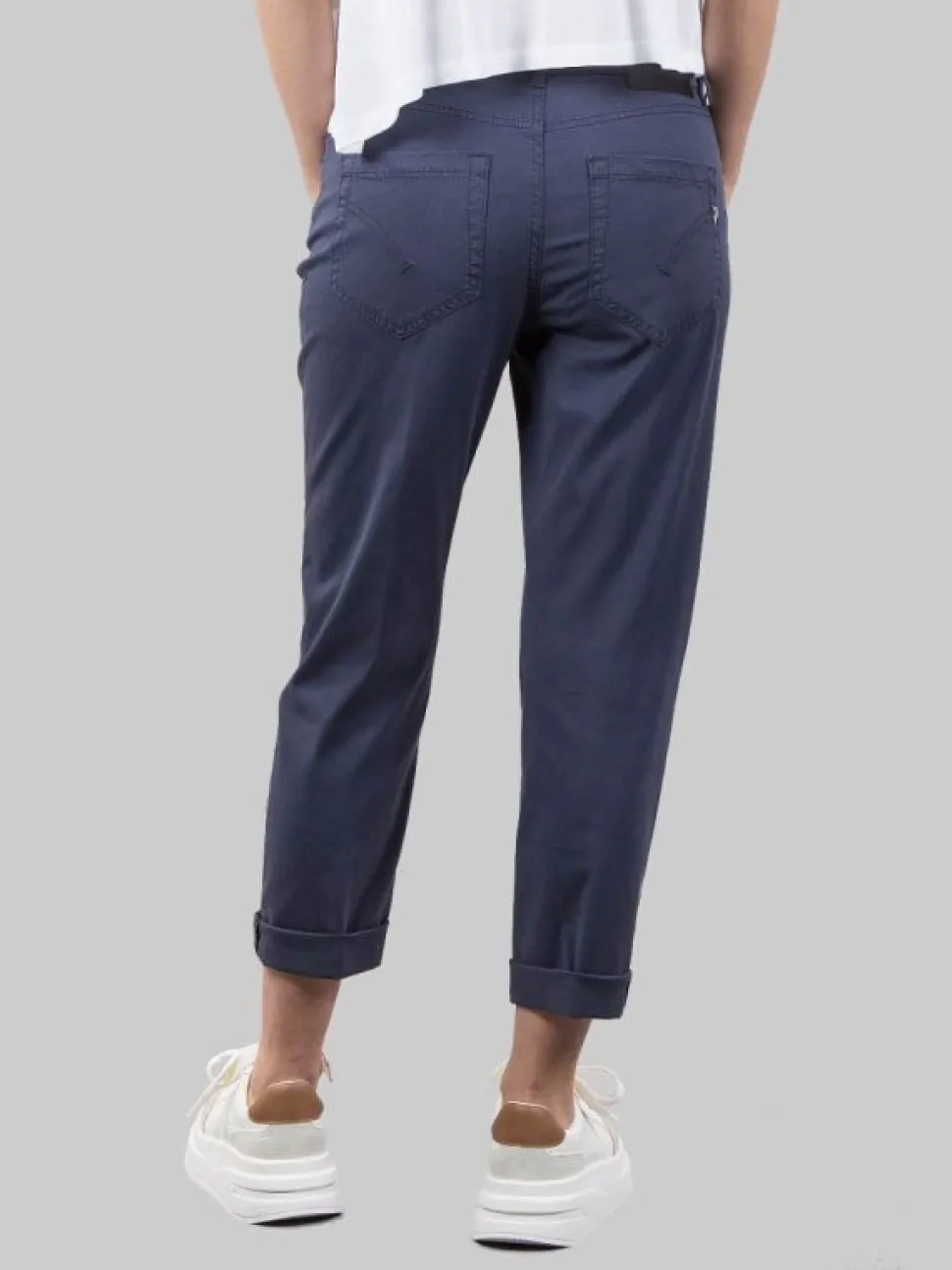 PANTALONI KOONS BLU LOOSE FIT CON BOTTONI GIOIELLO