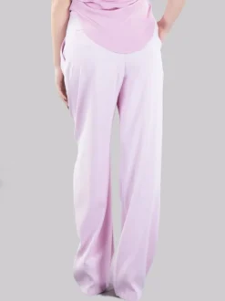 PANTALONI MONTANO IN CREPE ELASTICIZZATO ROSA CON PINCES ANTERIORI