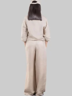 PANTALONI PALAZZO A VITA ALTA IN MISTO LINO CON TASCHE A TOPPA
