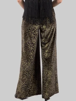 PANTALONI PALAZZO ANIMALIER IN TESSUTO EFFETTO CINIGLIA