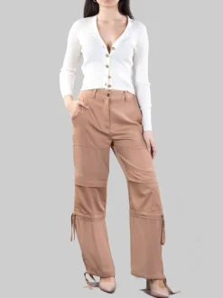 PANTALONI PRIAPO IN TESSUTO SATIN OPACO MARRONE