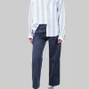 PANTALONI RELAXED A GAMBA LARGA IN COTONE BLU ELASTICIZZATO