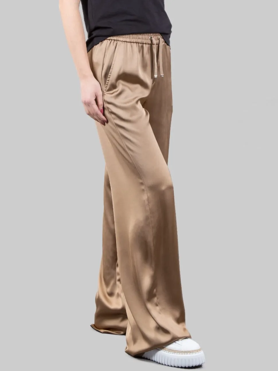 PANTALONI SPORTIVI IN SATIN CON ELASTICO IN VITA