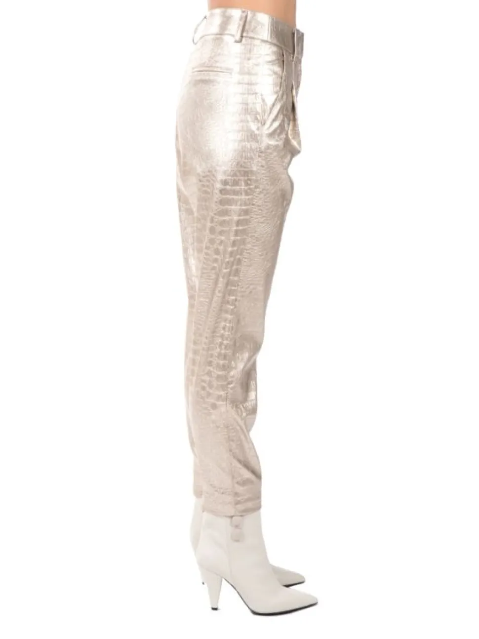 PANTALONI ZELMA ORO IN ECOPELLE STAMPA COCCO