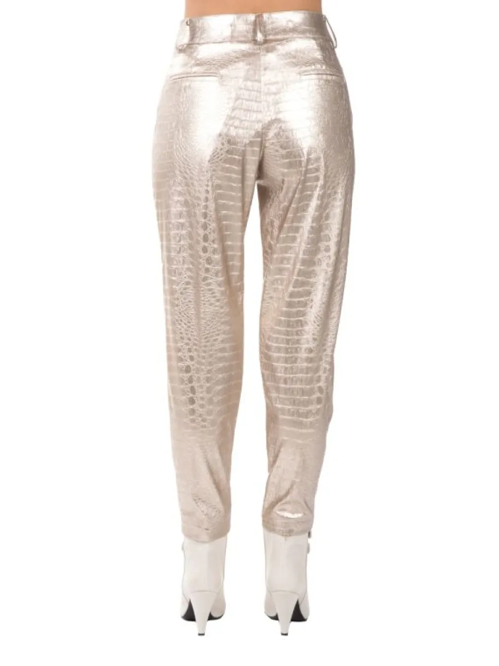 PANTALONI ZELMA ORO IN ECOPELLE STAMPA COCCO