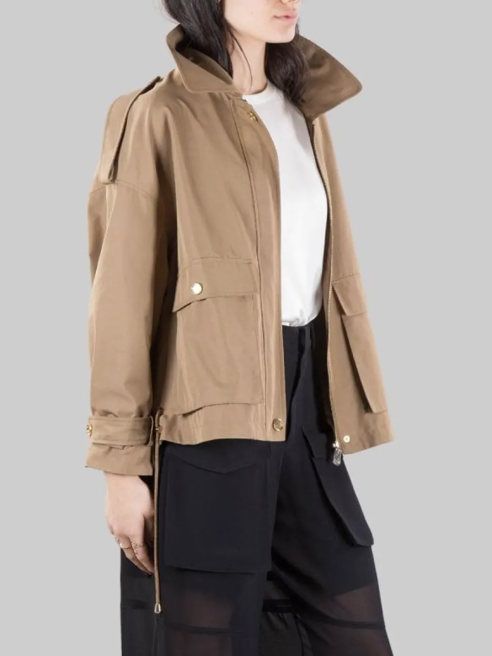 PARKA CORTO POLIDORA IN COTONE TECNICO VERDE