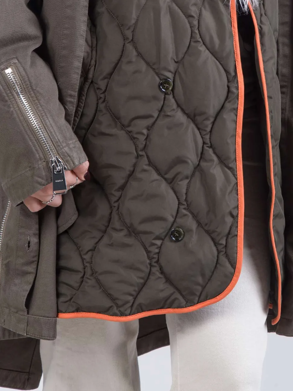 Parka lungo con ecopelliccia