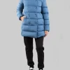PIUMINO AZZURRO IN TESSUTO ELASTICIZZATO CON COLLO ALTO
