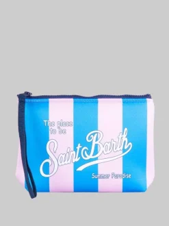 POCHETTE ALINE IN SCUBA A RIGHE AZZURRO E ROSA