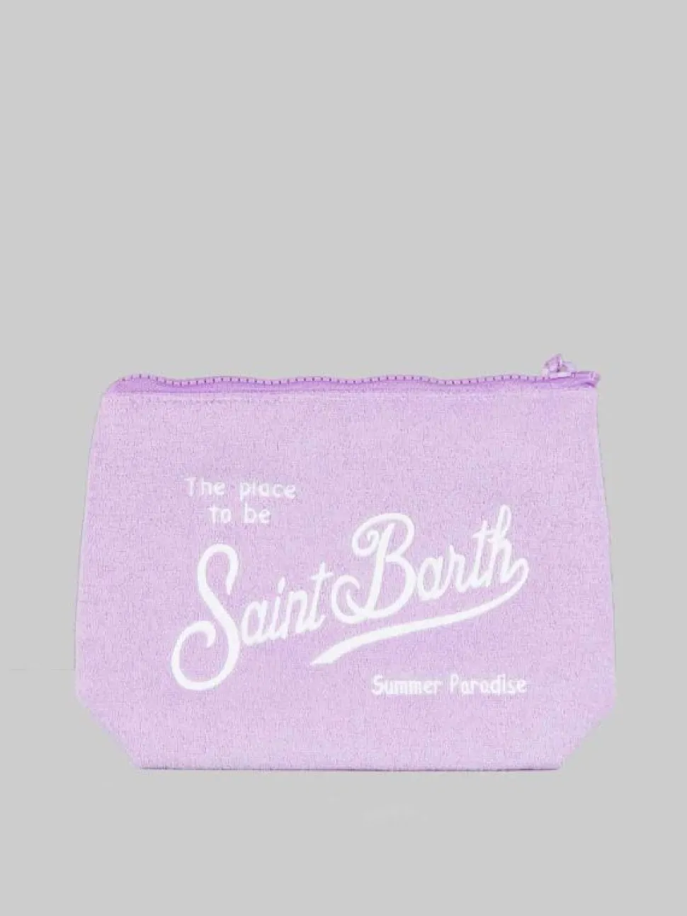 POCHETTE ALINE IN TESSUTO SPUGNA LILLA CON LOGO RICAMATO