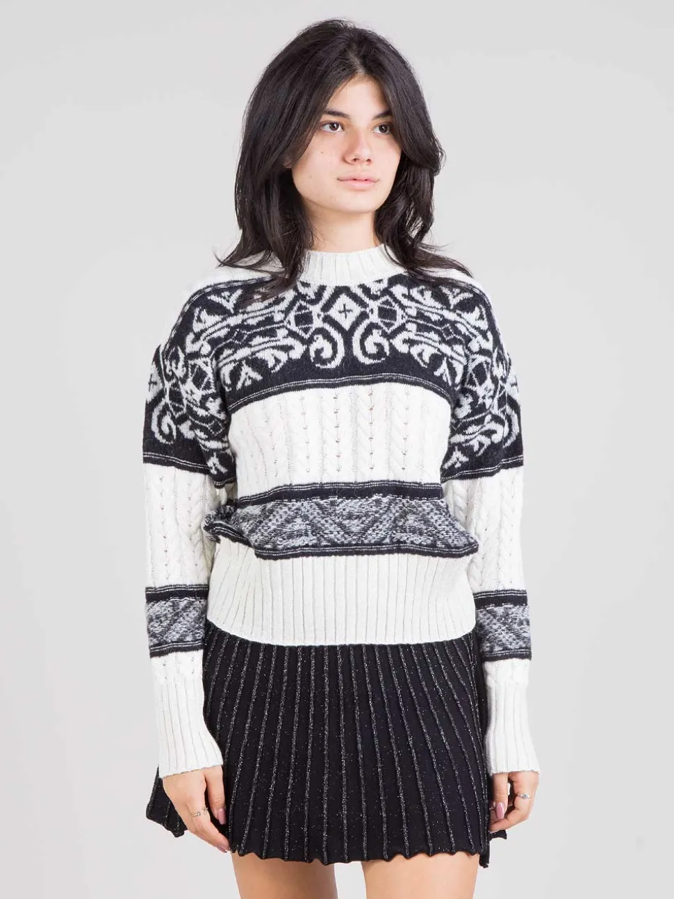 Pullover trecce e jaquard