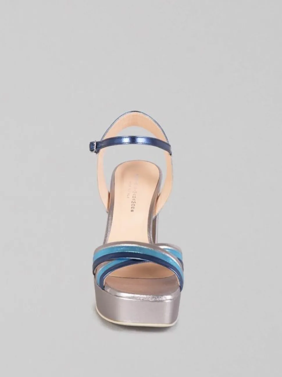 SANDALI IN PELLE LAMINATA MULTICOLORE