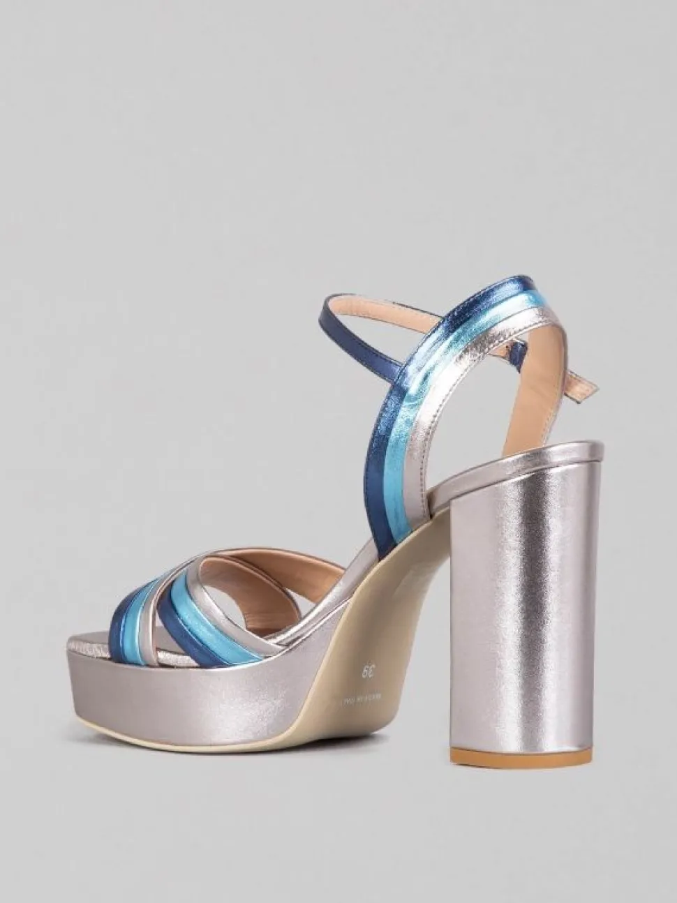 SANDALI IN PELLE LAMINATA MULTICOLORE