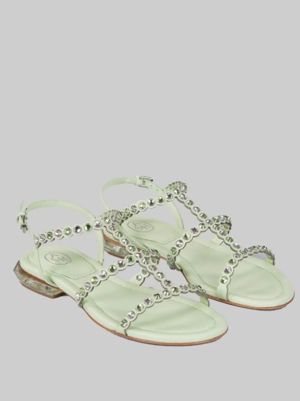 SANDALI SAPHIR IN PELLE CON APPLICAZIONI DI STRASS BICOLORE