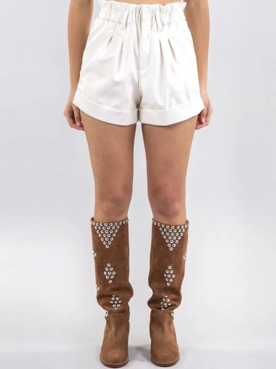 SHORTS BIANCHI VALENTINA IN ECOPELLE A VITA ALTA