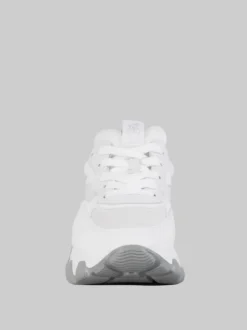 SNEAKER HYPERACTIVE BIANCA IN PELLE, TELA E DETTAGLIO IN PELLE LUCIDA