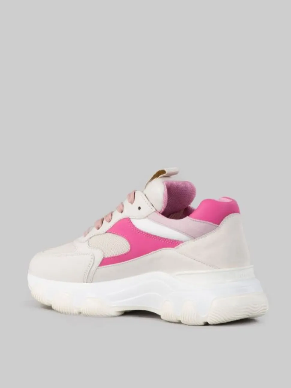SNEAKER HYPERACTIVE BIANCO LATTE, ROSA E FUCSIA IN PELLE, SUEDE E TELA TECNICA